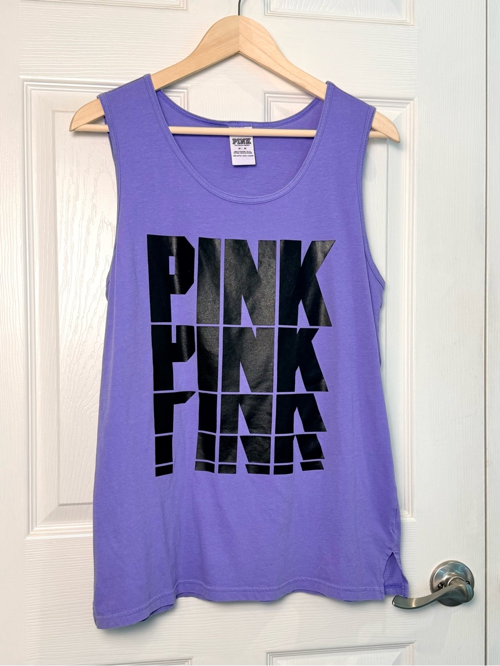 Victoria's Secret PINK Lavender Tank with Black Graphic